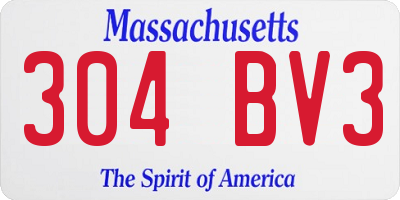 MA license plate 304BV3