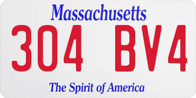 MA license plate 304BV4