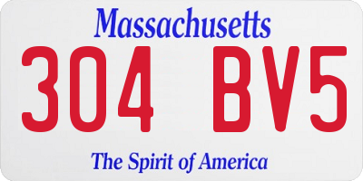 MA license plate 304BV5