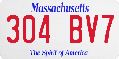 MA license plate 304BV7