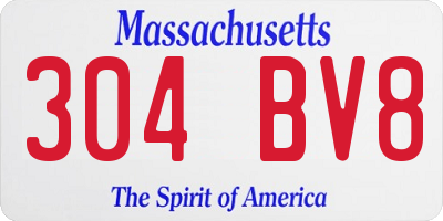 MA license plate 304BV8