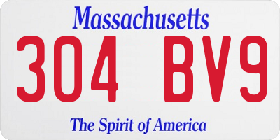 MA license plate 304BV9