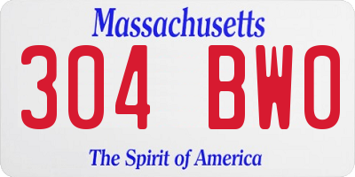 MA license plate 304BW0