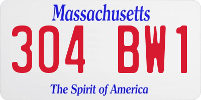 MA license plate 304BW1