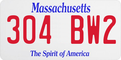 MA license plate 304BW2