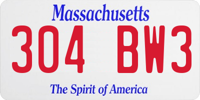 MA license plate 304BW3