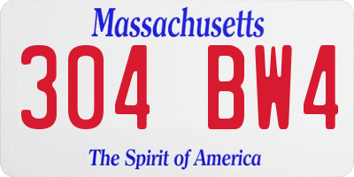 MA license plate 304BW4