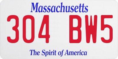 MA license plate 304BW5