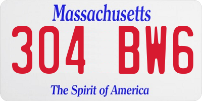 MA license plate 304BW6