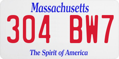 MA license plate 304BW7