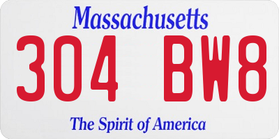 MA license plate 304BW8