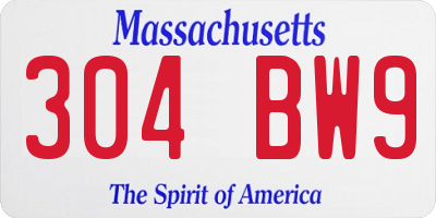 MA license plate 304BW9