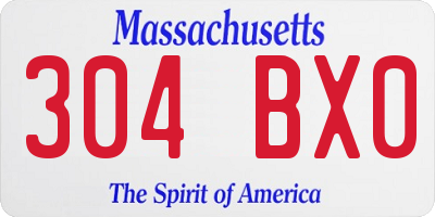 MA license plate 304BX0