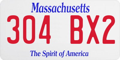 MA license plate 304BX2