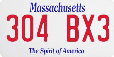 MA license plate 304BX3