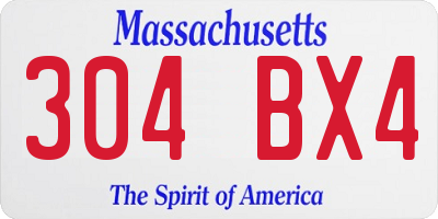 MA license plate 304BX4