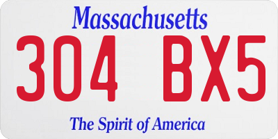 MA license plate 304BX5
