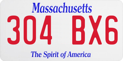 MA license plate 304BX6