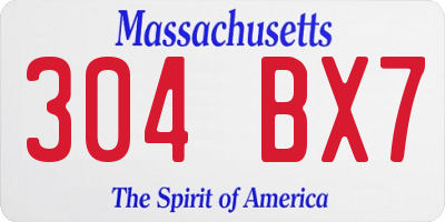 MA license plate 304BX7