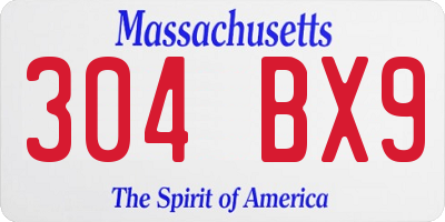 MA license plate 304BX9