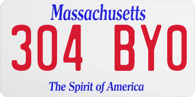 MA license plate 304BY0