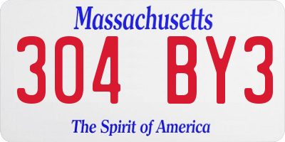 MA license plate 304BY3