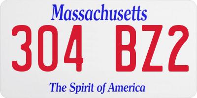 MA license plate 304BZ2