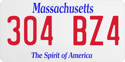 MA license plate 304BZ4