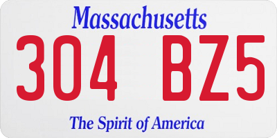 MA license plate 304BZ5