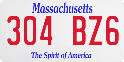 MA license plate 304BZ6