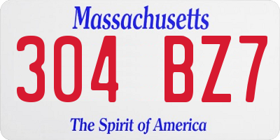 MA license plate 304BZ7