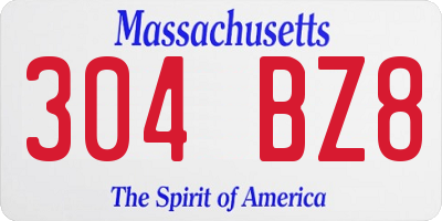 MA license plate 304BZ8