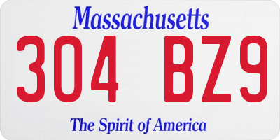 MA license plate 304BZ9