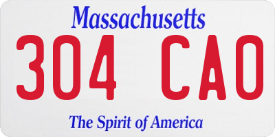 MA license plate 304CA0