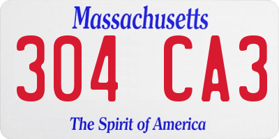 MA license plate 304CA3