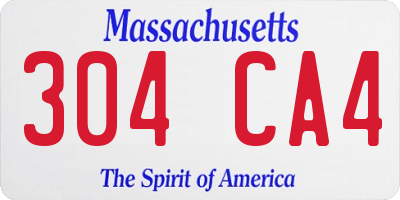 MA license plate 304CA4