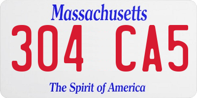 MA license plate 304CA5