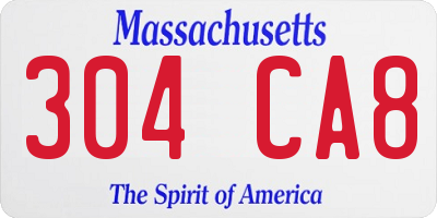 MA license plate 304CA8