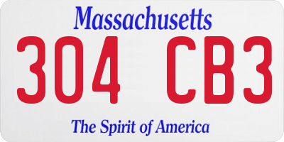 MA license plate 304CB3