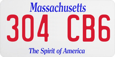 MA license plate 304CB6