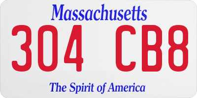 MA license plate 304CB8