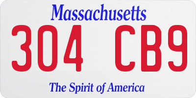 MA license plate 304CB9