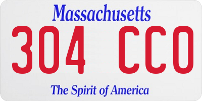 MA license plate 304CC0