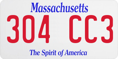 MA license plate 304CC3