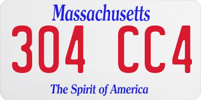 MA license plate 304CC4