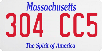 MA license plate 304CC5