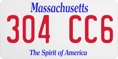 MA license plate 304CC6