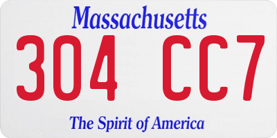MA license plate 304CC7
