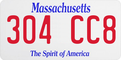 MA license plate 304CC8