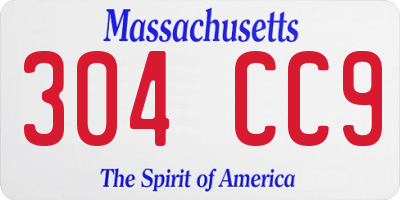 MA license plate 304CC9